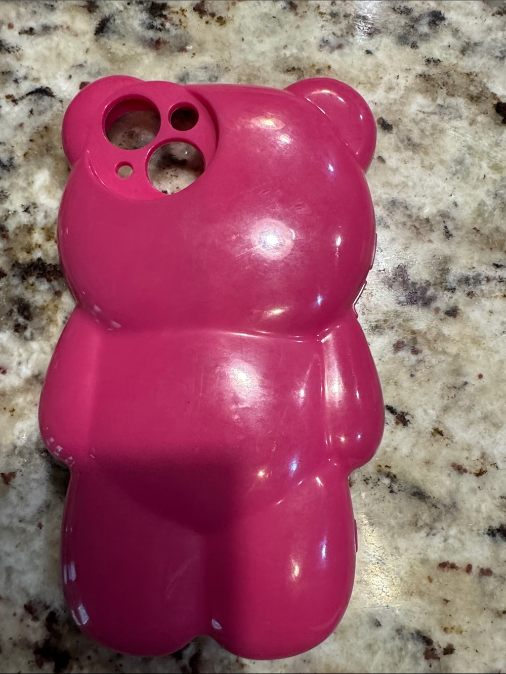Hot Pink Bear Shaped Phone Case/ I phone 14